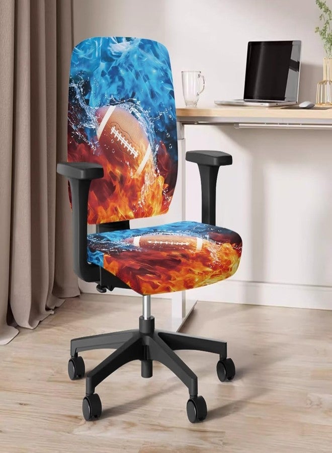 Talayituse Football Water Flame Print Office Computer Chair Covers, Stretch Jacquard Universal Desk Rotating Chair Slipcovers Protector, Seat Cover + Backrest Cover - Image 4